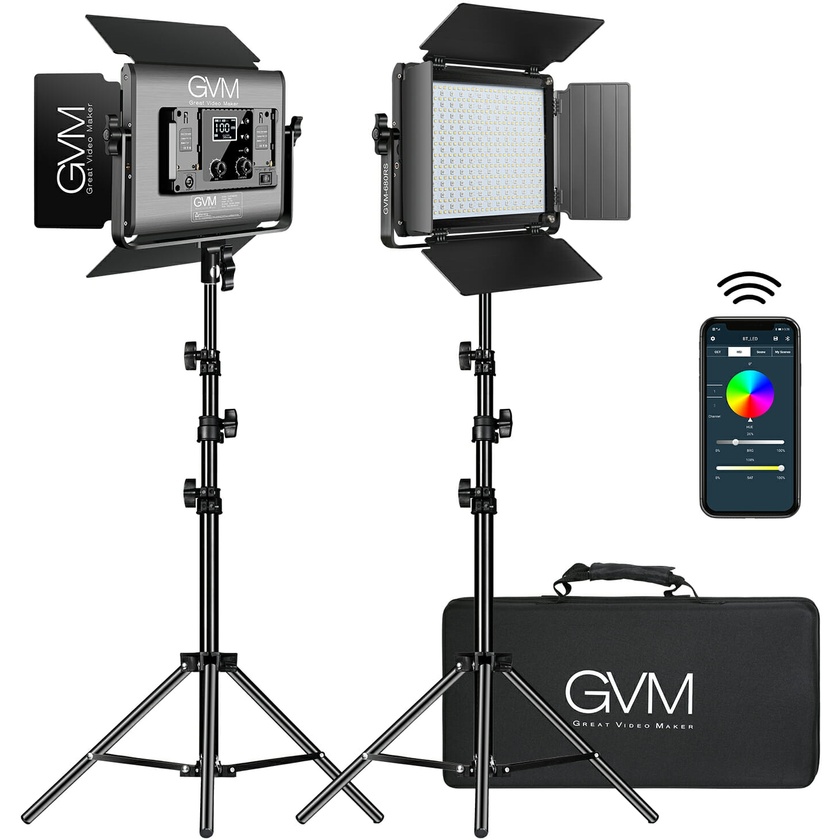 GVM 680RS Bi Colour & RGB Video Light Panel (2-Light Kit)