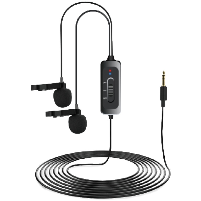 CKMOVA LCM5D Dual Head Lavalier Microphone with 3.5mm TRRS & 3.5mm to 6.35mm Adapter (8m Cable)