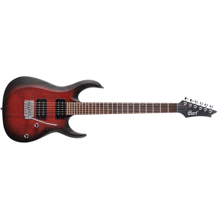 Cort X100 Electric Guitar with Guitar Bag (Open Pore Black Cherry Burst)
