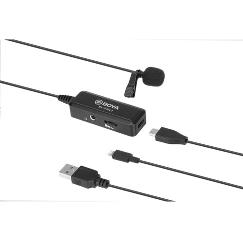 Boya BY-DM10 Digital Lavalier Microphone with Monitoring & Lightning and USB Type-A Cables