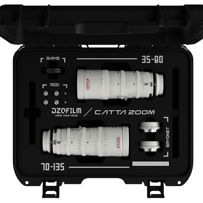 DZOFilm Catta 35-80mm & 70-135mm T2.9 E-Mount Cine Zoom 2-Lens Bundle (White)
