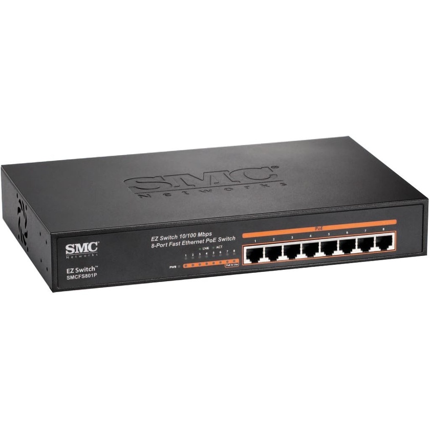 SMC 8 Port 10/100 Fast Ethernet PoE Switch
