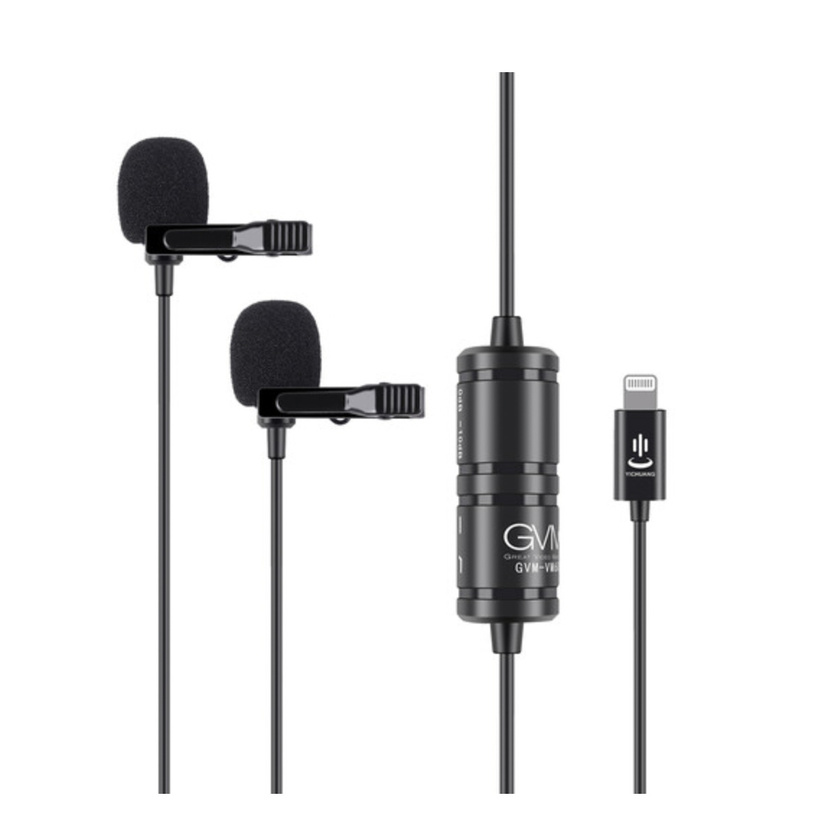 GVM Dual Omnidirectional Lavalier Microphone for iOS Devices (29cm Cable)
