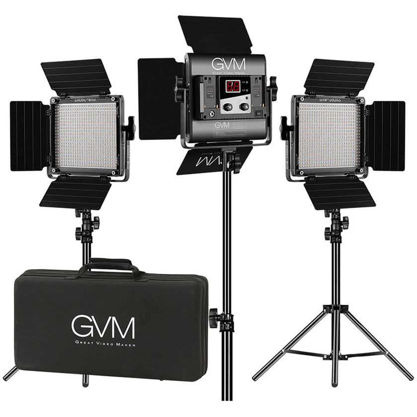 GVM 560AS Bi-Color LED Studio Video 3-Panel Kit with Softbox