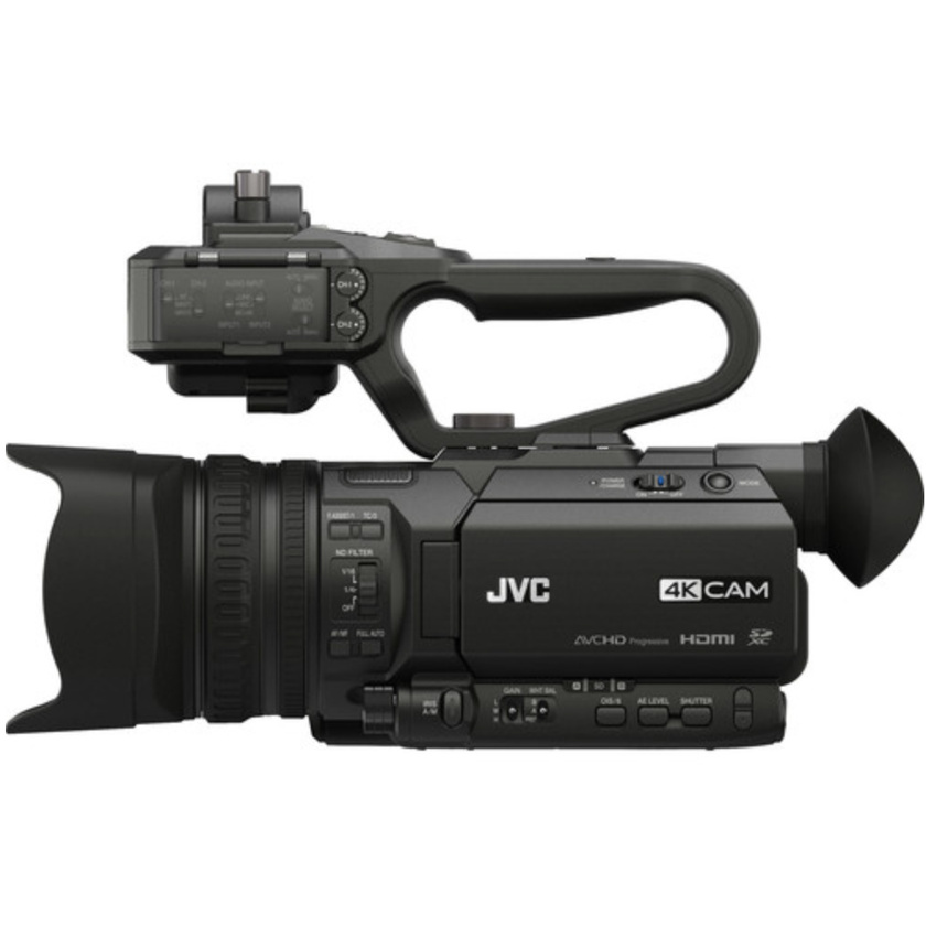 JVC GY-HM170E 4KCAM Compact Professional Camcorder with Top Handle Audio Unit