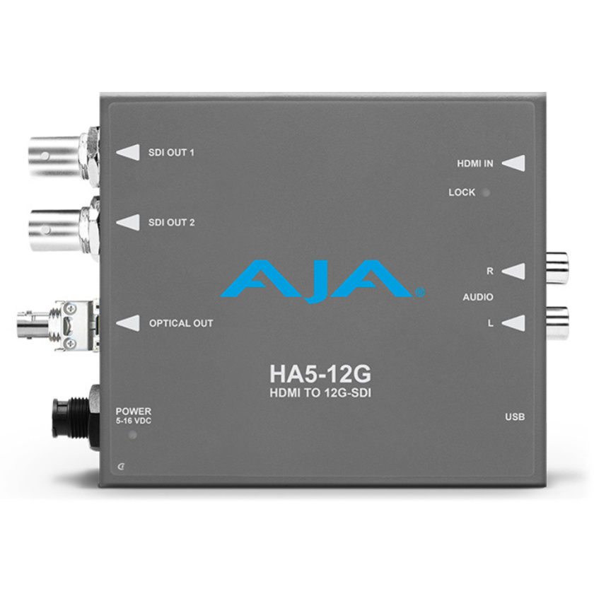 AJA HA5-12G-T-ST HDMI 2.0 to 12G-SDI Mini-Converter with Single Channel Fiber 12G ST Transmitter