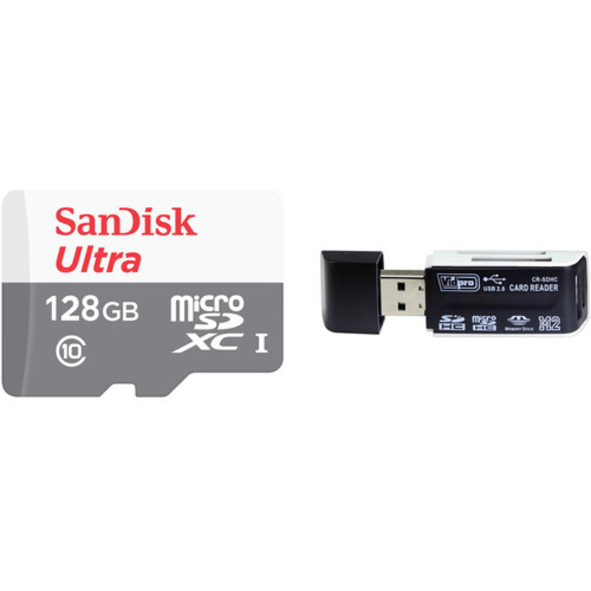 SanDisk 128GB Ultra UHS-I microSDXC Memory Card (10-Pack) and 4-in-1 USB 2.0 Card Reader (2-Pack)