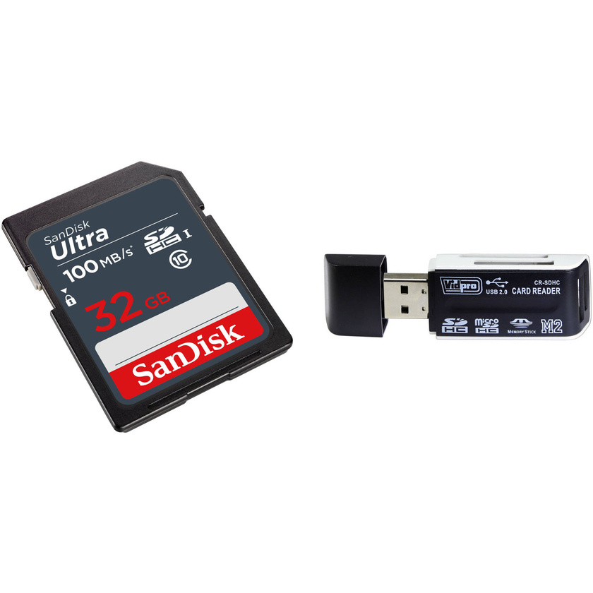 SanDisk 32GB Ultra SDHC UHS-I Memory Card with 4-in-1 Card Reader