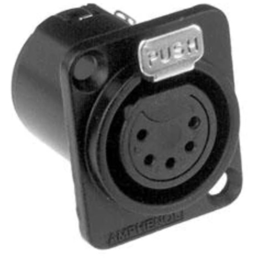 Amphenol AC Series 5 Pin XLR Chassis Connector (Tin Plating, Female, Black)