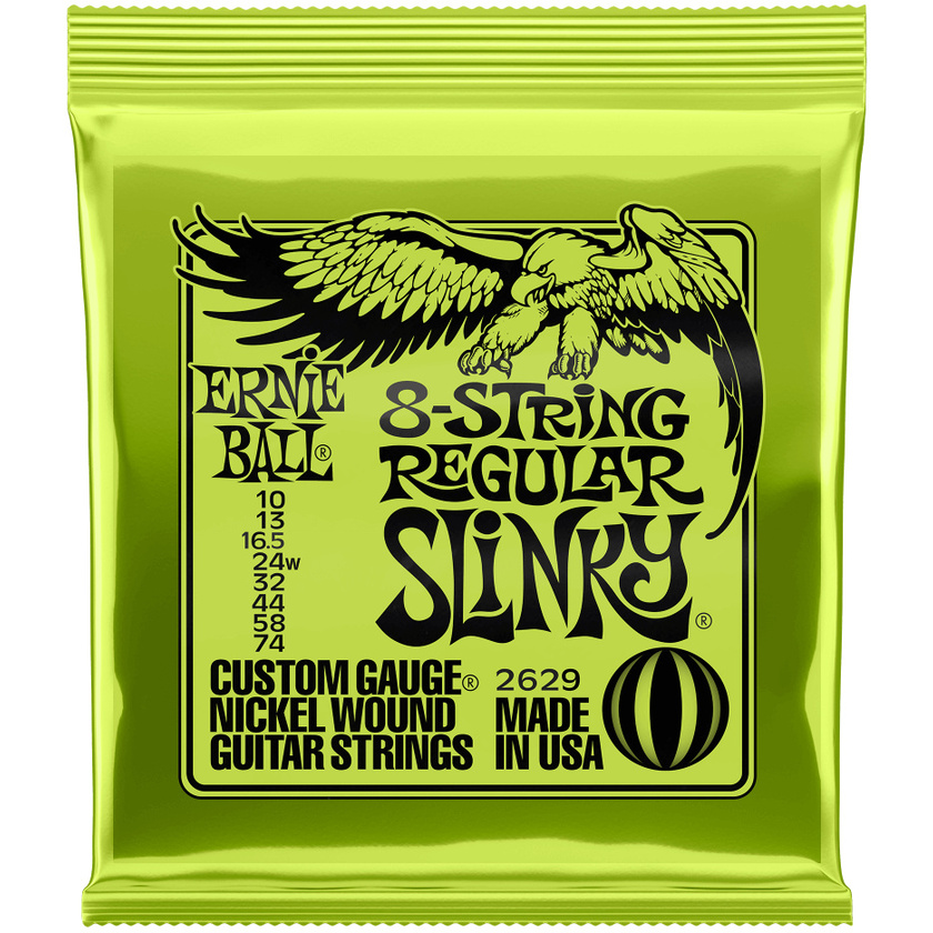 Ernie Ball Regular Slinky 8-String Nickel Wound Electric Guitar Strings (10-74)