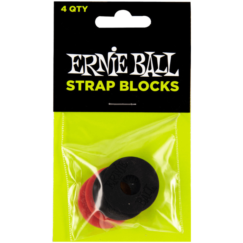 Ernie Ball Strap Blocks 4-Pack - Black and Red