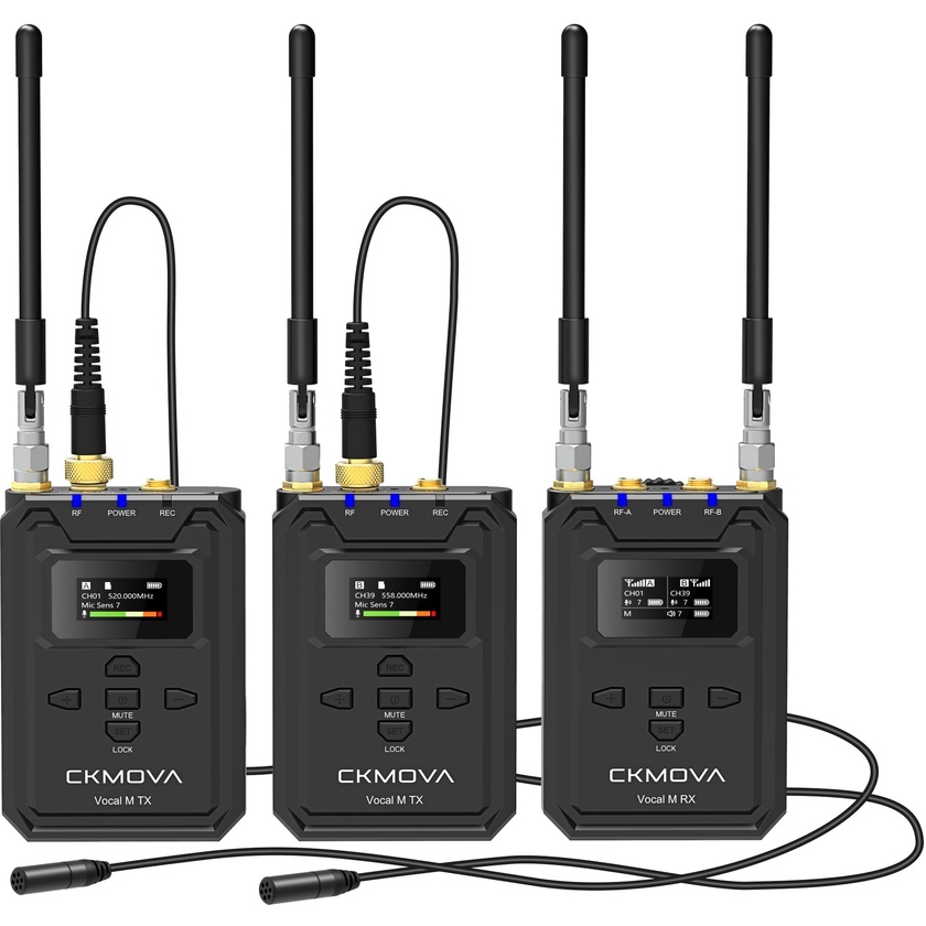CKMOVA Vocal M V2 Dual-Channel Wireless Microphone System (TX + TX + RX) (520 - 596 MHz)