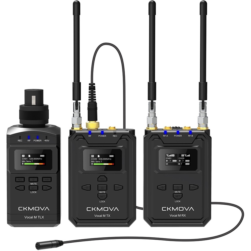 CKMOVA Vocal M V4 Dual-Channel Wireless Microphone System (TLX + TX + RX) (520 - 596 MHz)