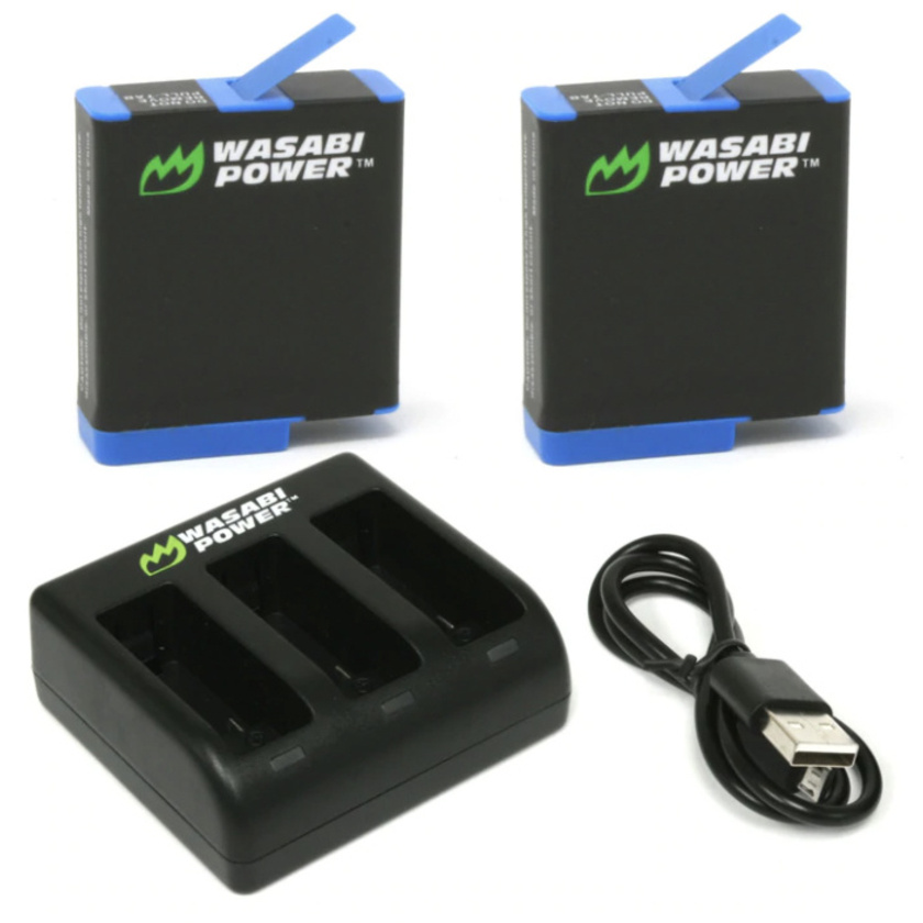 Wasabi Power GoPro HERO8 Battery (2-Pack) and Triple Charger Compatible with HERO7 Black, HERO6