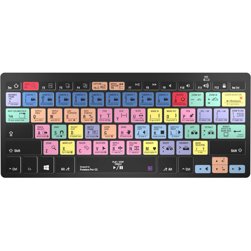 Logickeyboard Mini Bluetooth Keyboard for Premiere Pro CC (Windows, US English)