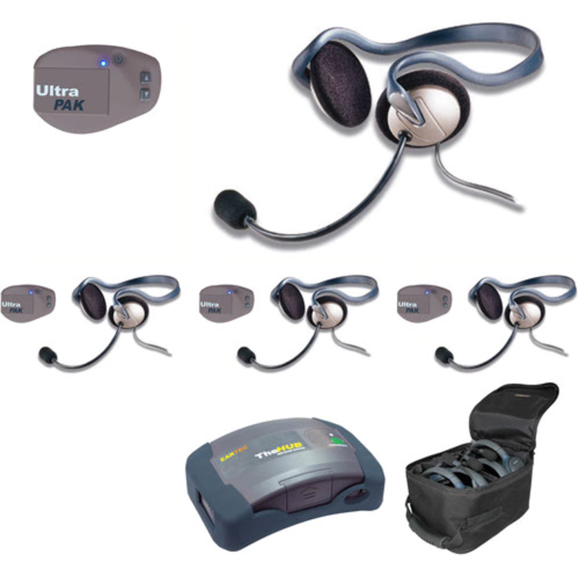 Eartec UPMON4 UltraPAK 4-Person HUB Intercom System with Monarch Headset
