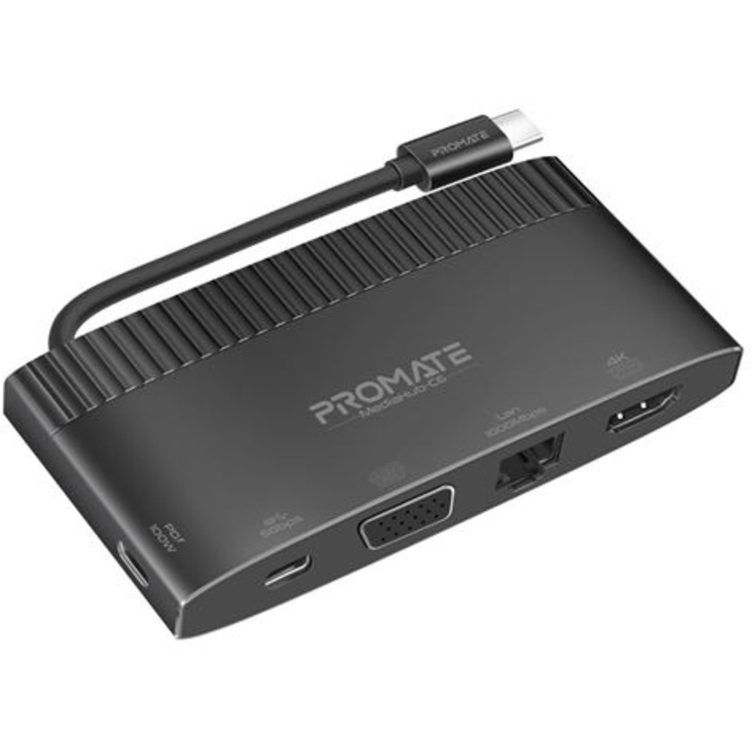 Promate 6-in-1 USB Multi Port Hub with USB-C Connector