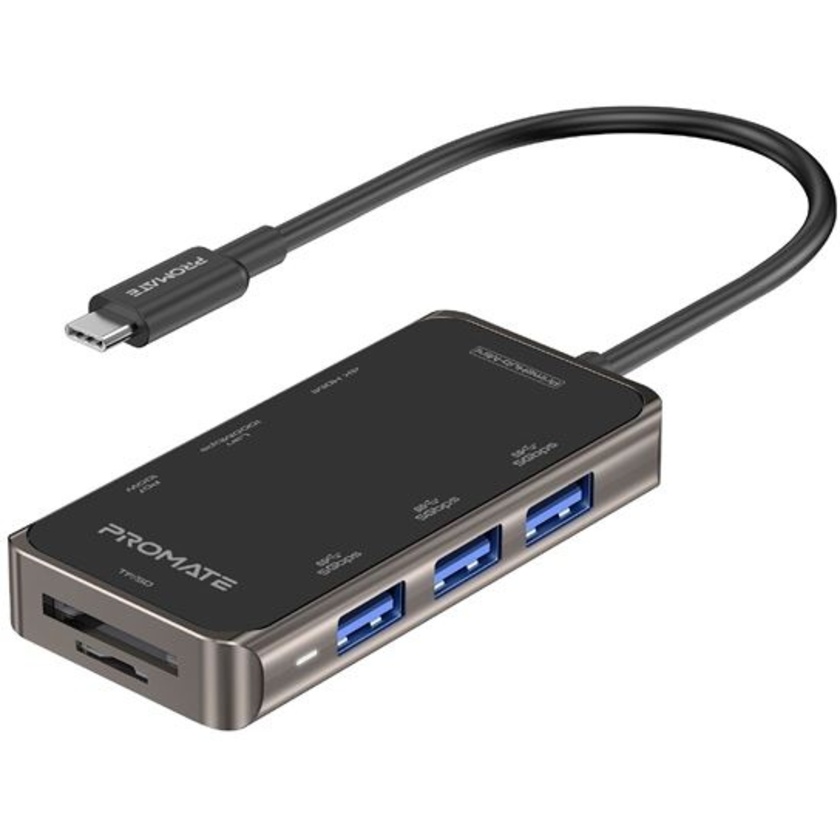 Promate 8-in-1 USB Multi-Port Hub with USB-C Connector