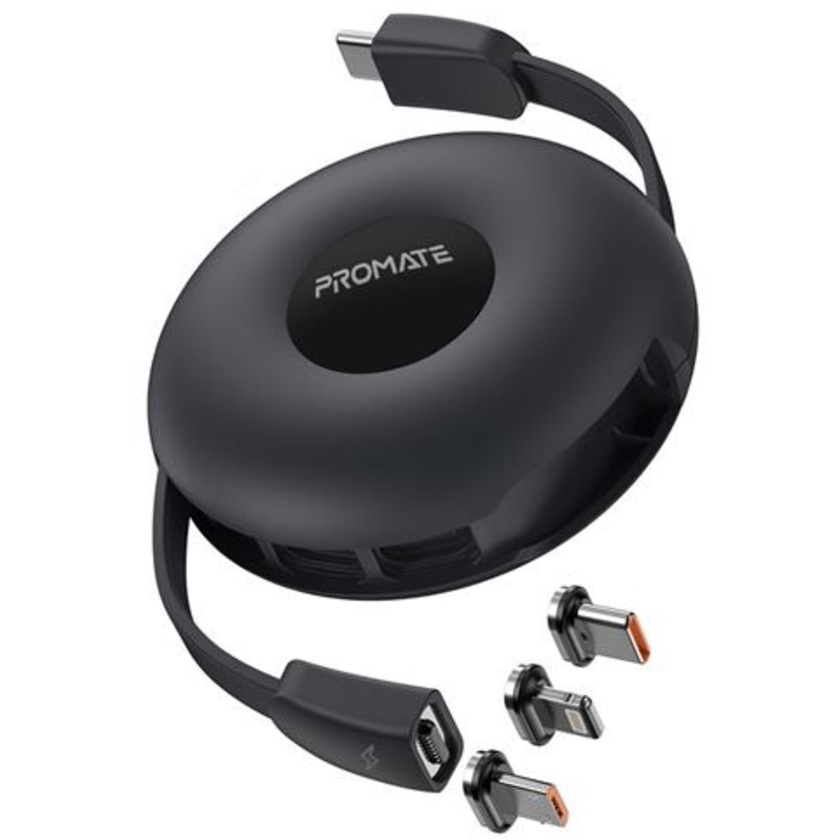 Promate 3 in 1 USB-C Retractable Data & Charge Cable (1m)