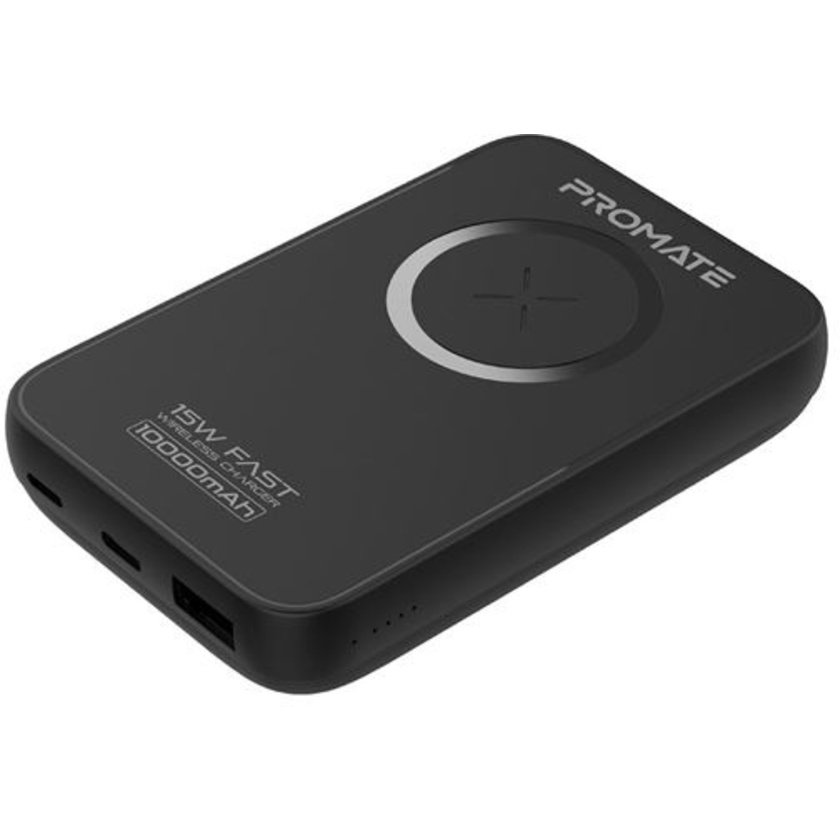Promate PowerMag 10000mAh Magnetic Qi 15W Wireless Charging Power Bank (Black)
