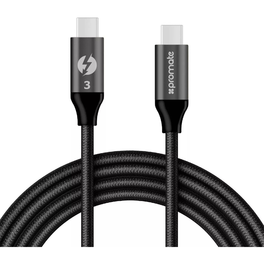 Promate ThunderLink C20+ USB-C To USB-C Thunderbolt 3 Cable (Black, 1.5m)