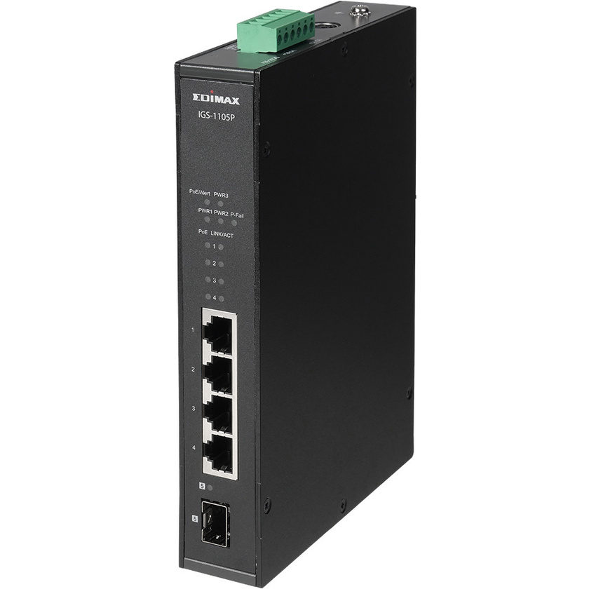 Edimax Industrial 5-Port Gigabit PoE+ DIN Rail Switch