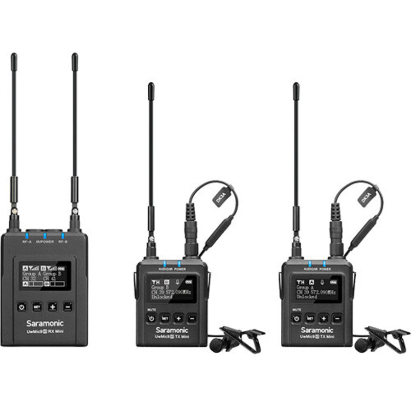 Saramonic UwMic9S Mini KIT2 Compact 2-Person Camera-Mount Wireless Omni Lavalier Microphone System