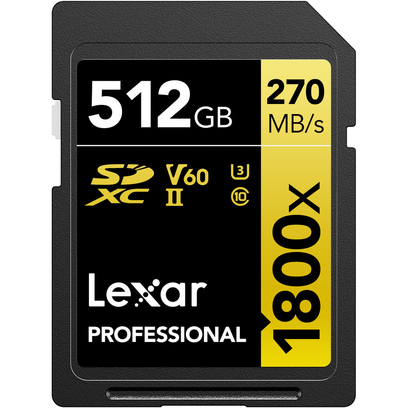 Lexar 512GB Professional 1800x UHS-II SDXC Memory Card