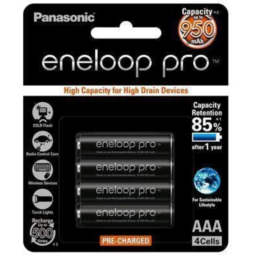 Panasonic Eneloop Pro AAA Rechargeable Ni-MH Batteries (950 mAh, 4 Pack)
