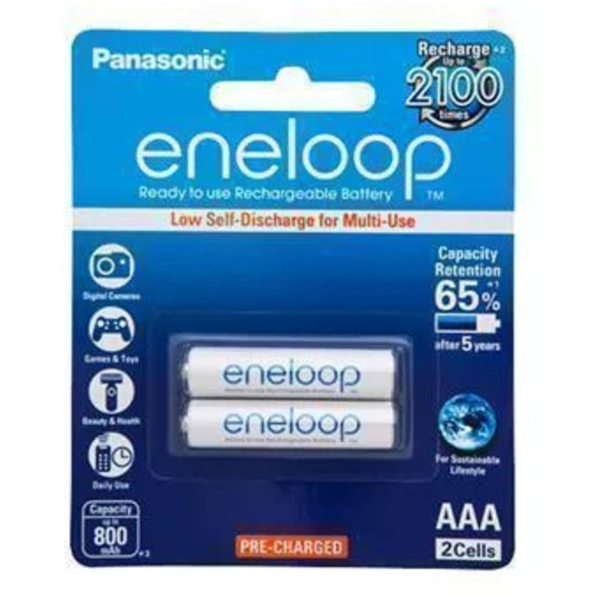 Panasonic Eneloop AAA Rechargeable Ni-MH Batteries (800 mAh, 2 Pack)