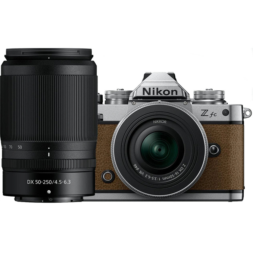 Nikon Z fc Mirrorless Digital Camera with Nikkor Z 16-50mm & 50-250mm Twin Lens Kit (Walnut Brown)