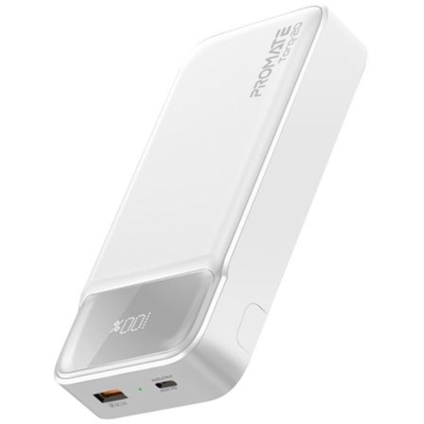 Promate Torq 20000mAh Super-Slim Power Bank With Smart LED Display (White)