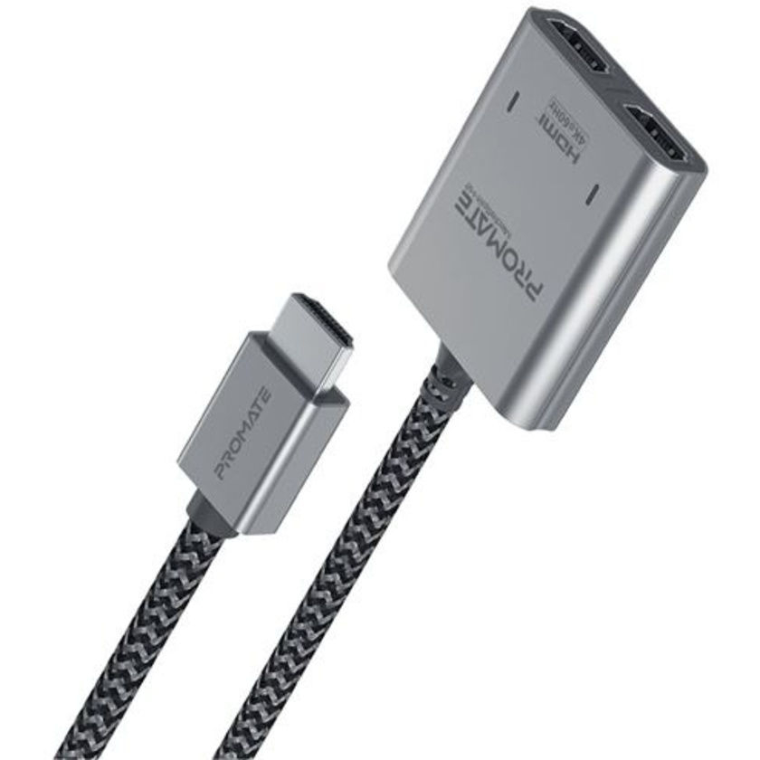 Promate 2-in-1 HDMI Splitter with 1m Cable & Dual HDMI Outputs