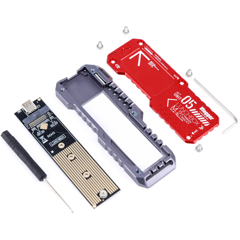 ANDYCINE Lunchbox V M.2 SSD Enclosure for M.2 NVMe or M.2 SATA SSD (Red)