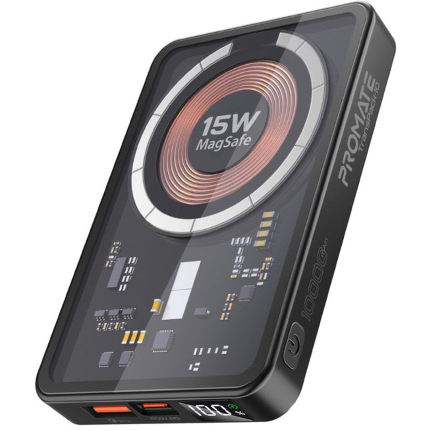 Promate TransPack-10 15W MagSafe Wireless Power Bank (Black)