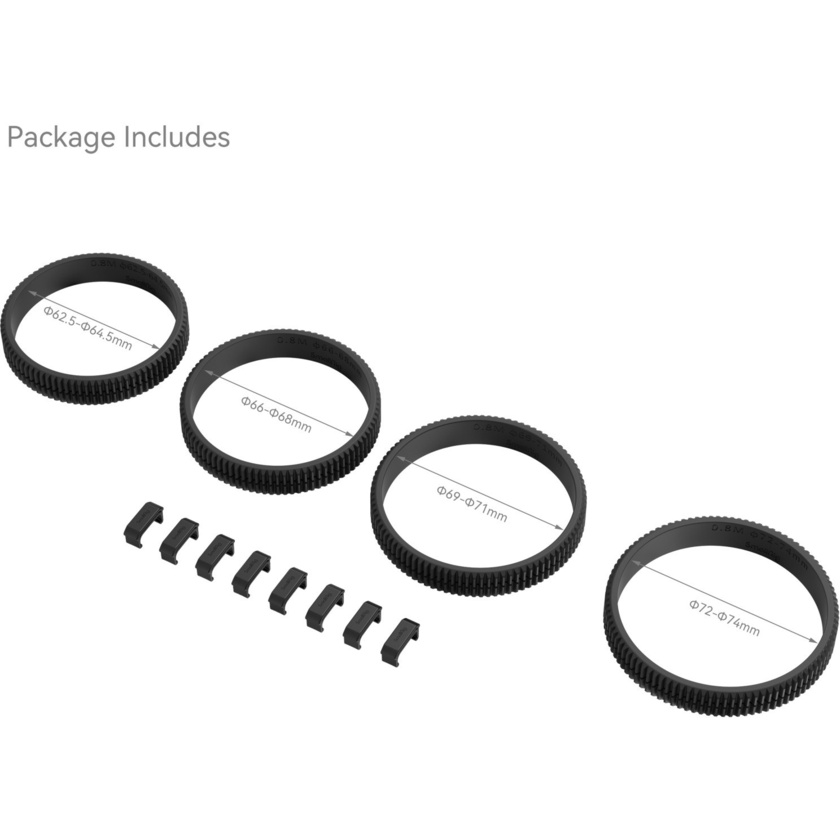 SmallRig 4186 62.5-64.5mm / 66-68mm / 69-71mm / 72-74mm Seamless Focus Gear Ring Kit