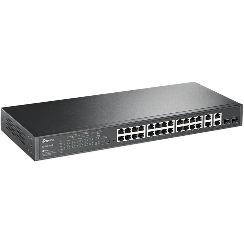 TP-Link JetStream TL-SL2428P V4 24-Port 10/100 Mb + 4-Port Gigabit PoE+ Compliant Network Switch