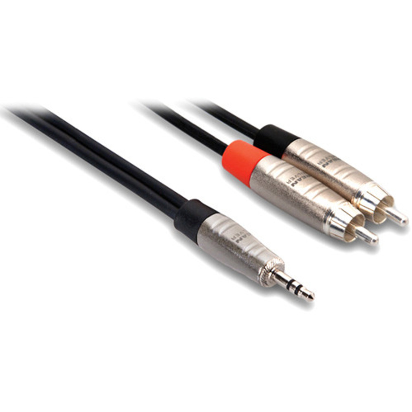 Hosa HMR-003Y REAN 3.5mm TRS to Dual RCA Pro Stereo Breakout Cable-3'