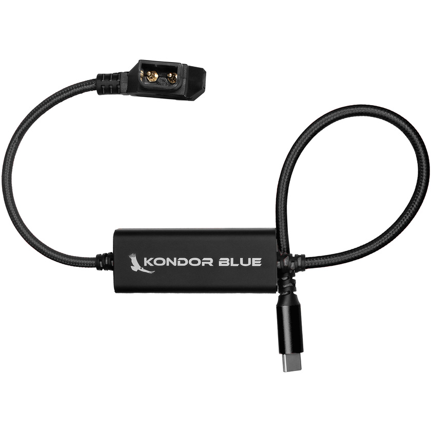 Kondor Blue D-Tap to USB-C Power Delivery Cable for Mirrorless Cameras (40cm, Raven Black)