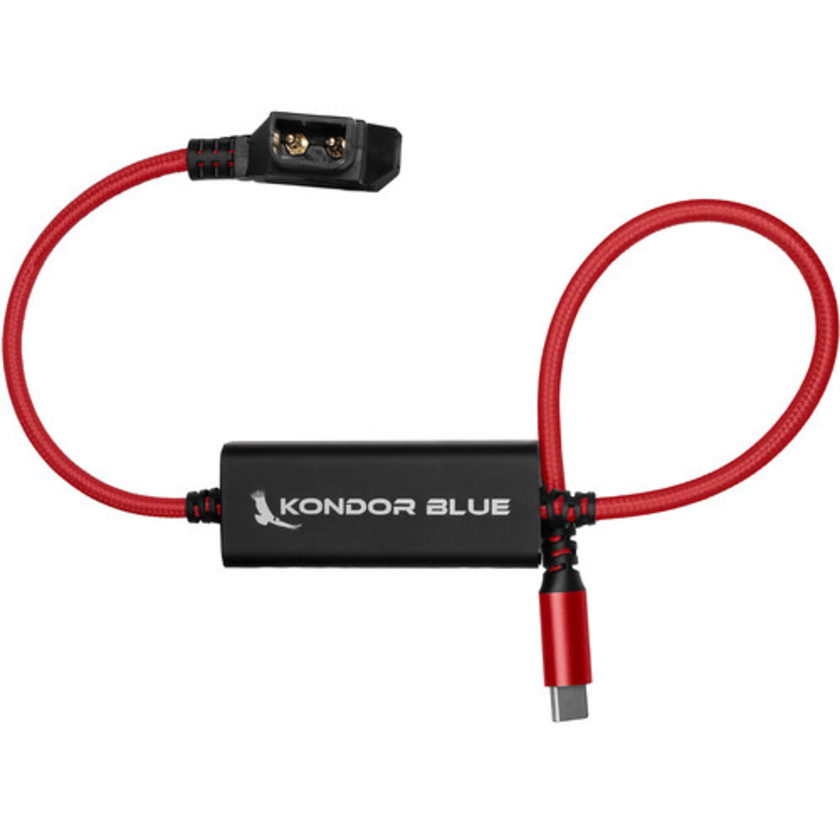 Kondor Blue D-Tap to USB-C Power Delivery Cable for Mirrorless Cameras (40cm, Cardinal Red)