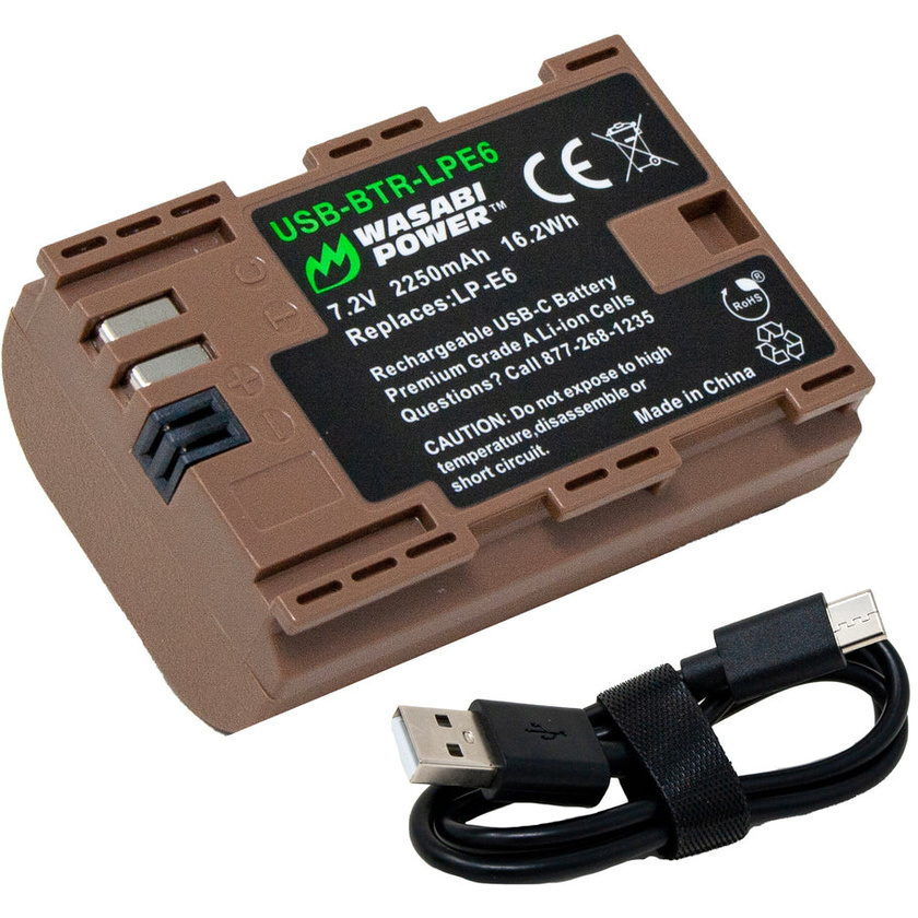 Wasabi Power LP-E6 Canon Battery (USB-C Charging)