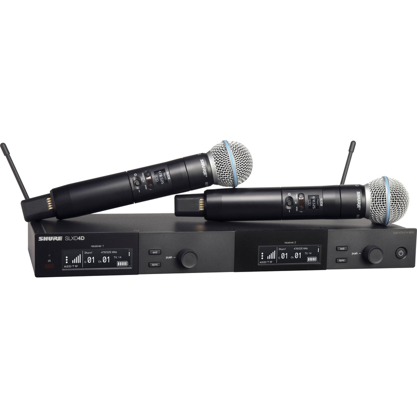 Shure SLXD24D/B58 Dual-Channel Digital Wireless Handheld Microphone System with Beta 58 Capsules (L57: 650 - 694 MHz)