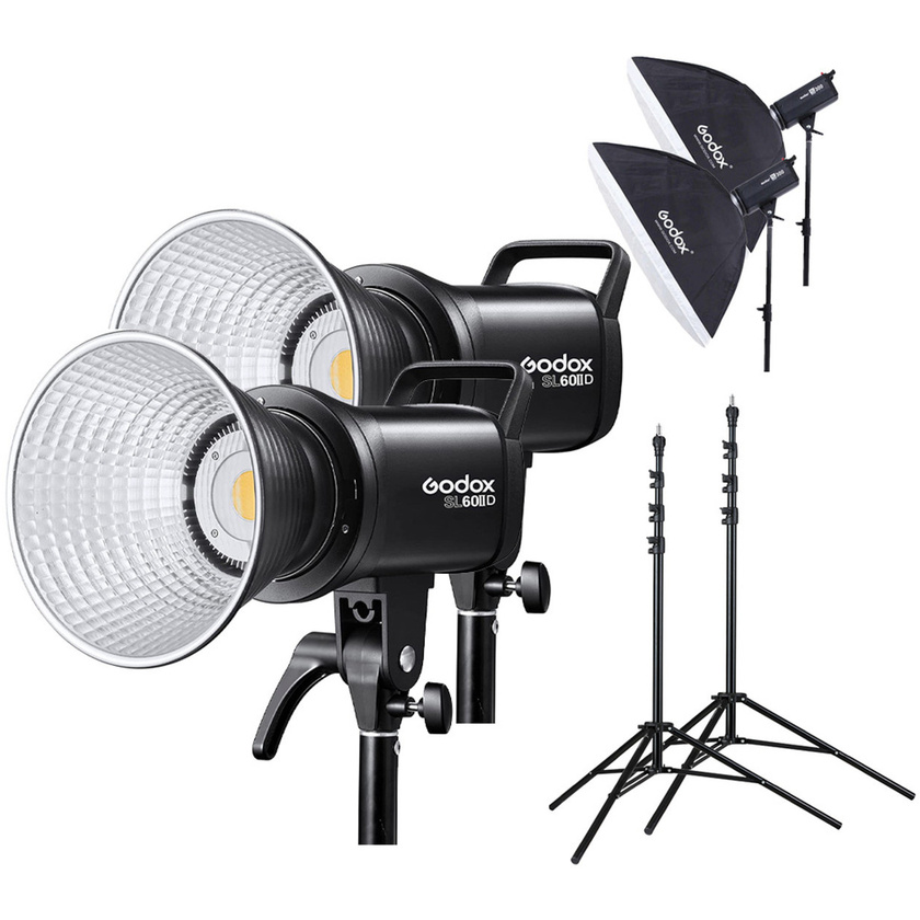 Godox SL-60IID LED Video Light Kit with Stand & Softbox Dual Kit