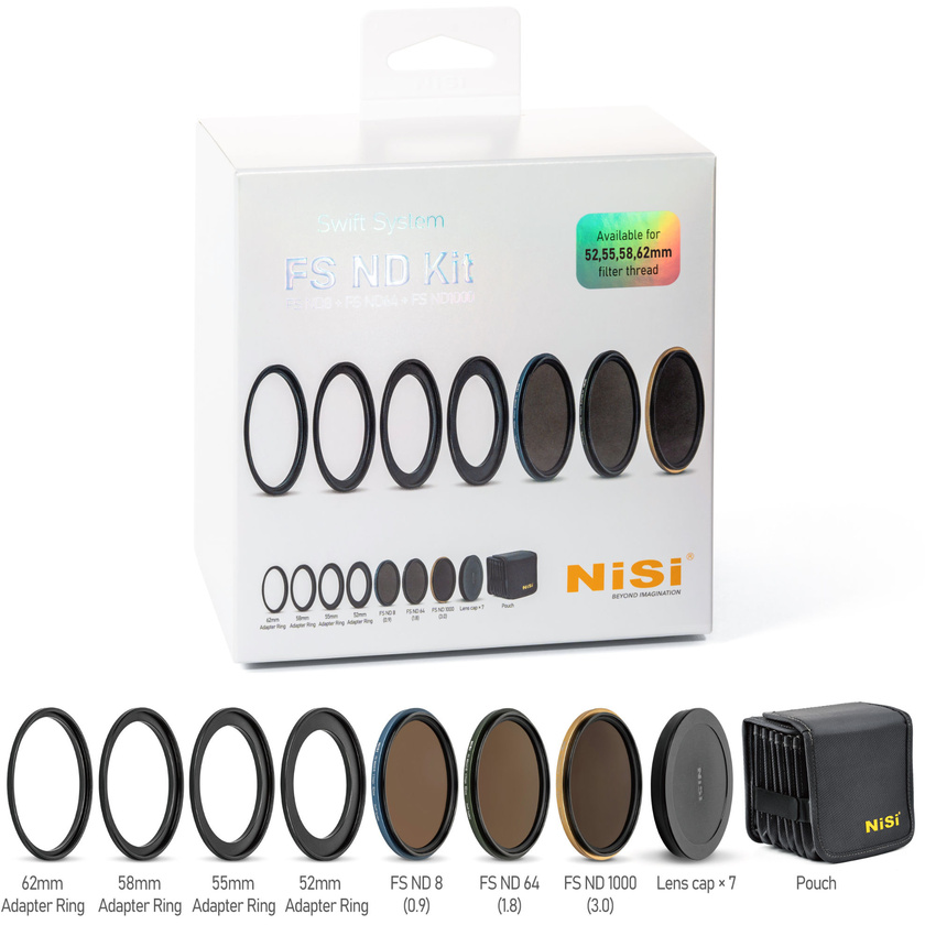 NiSi SWIFT FS ND Filter Kit for 52-62mm Filter Threads (ND8, ND64, ND1000)