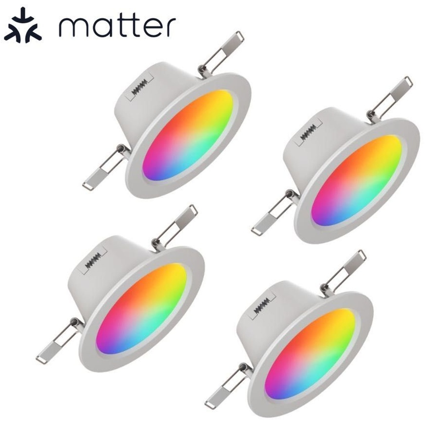 Nanoleaf Essentials Colour Smart LED Downlight (Matter Compatible, 4 Pack)