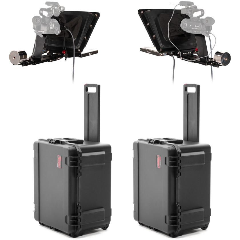 P2P Interview System w/ 2x 15" SDI Widescreen High-Bright Teleprompters (Travel Kit)