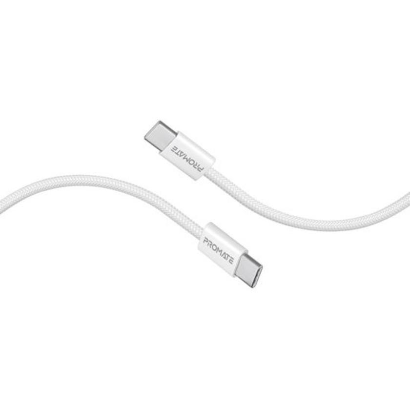 Promate EcoLine USB-C to USB-C Braided Cable (White, 2m)
