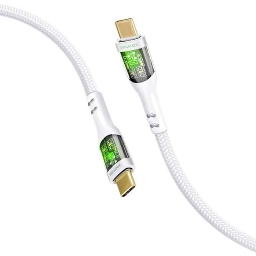 Promate TransLine 60W USB-C Cable (White, 2m)