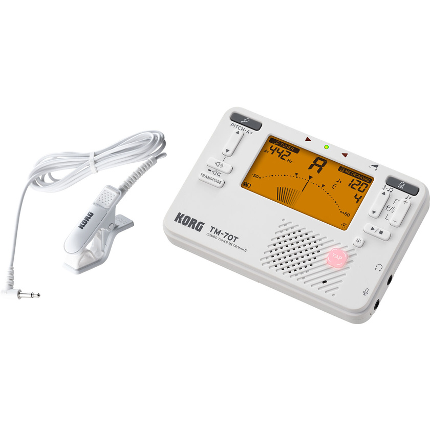 Korg TM-70T Handheld Tuner and Metronome with CM-400 Contact Microphone (White)