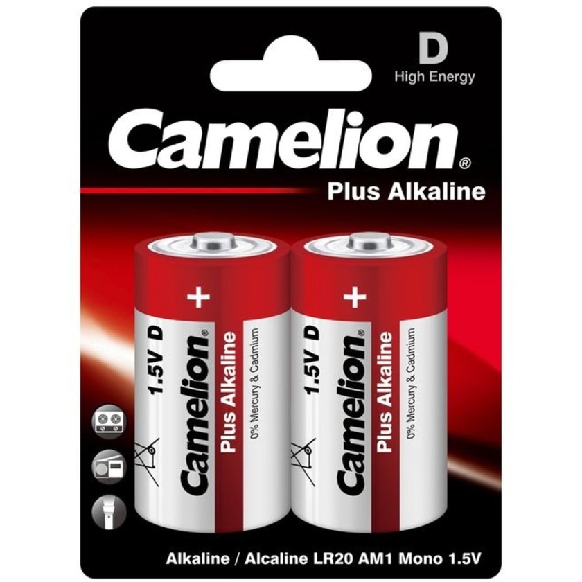 Camelion Plus Alkaline D-Type Batteries (2 Pack)